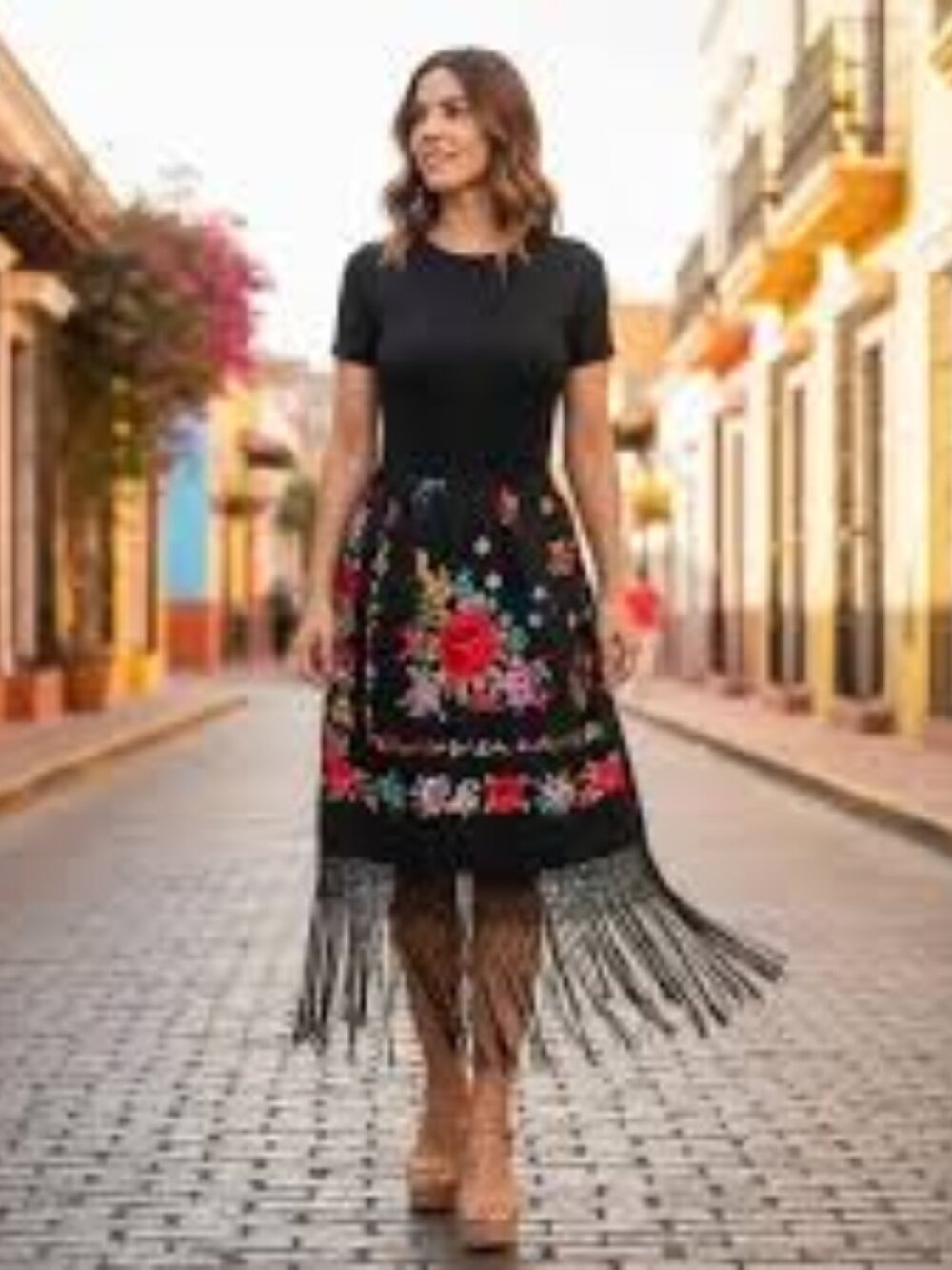 New Cory Lynn Calter Black Silk Multicolor Embroidered Flower Fringe Mini Skirt